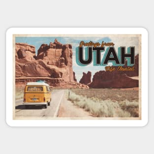 Greetings from Utah - Vintage Travel Postcard Design Sticker